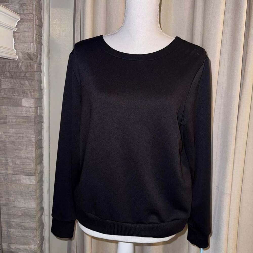 Avia Black Open-Back Athletic Sweatshirt Size M (8-10)